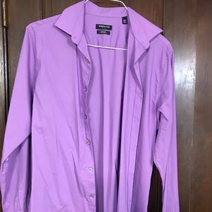Kenneth Cole Dress Shirt: Purple/ Slim 15.5/34/35